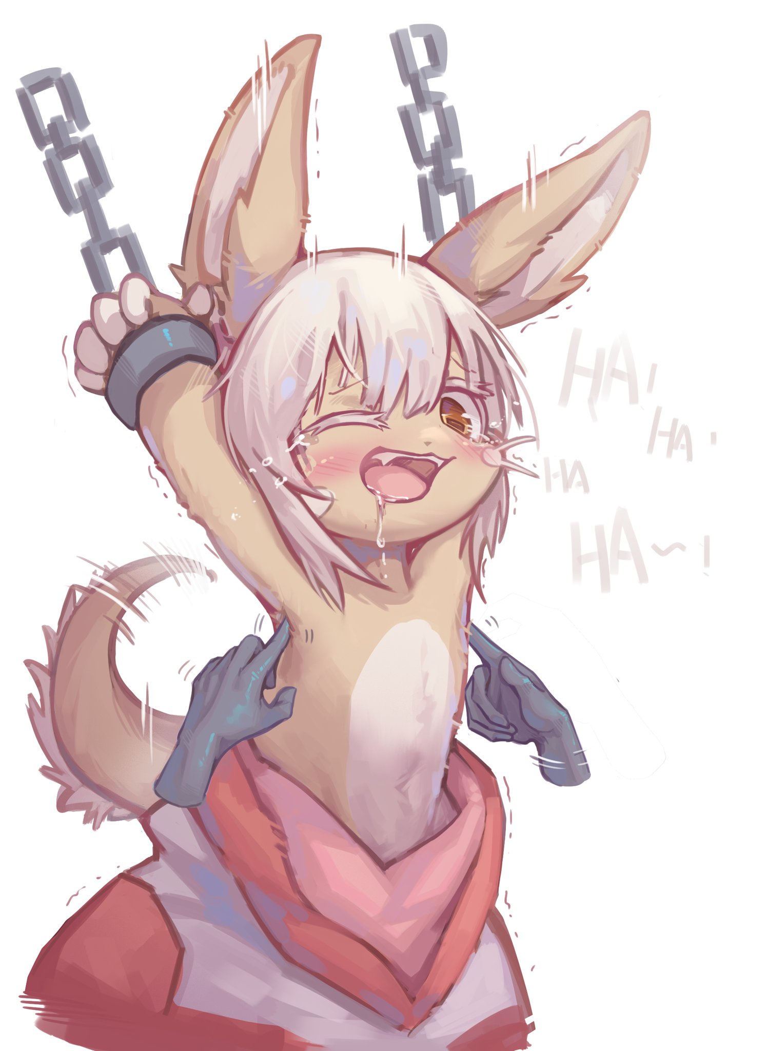 だんぼおる＠二ちゃんねる - bdsm bondage bound e621 handcuffs hi res made in abyss male  nanachi one eye closed shackles solo unknown artist